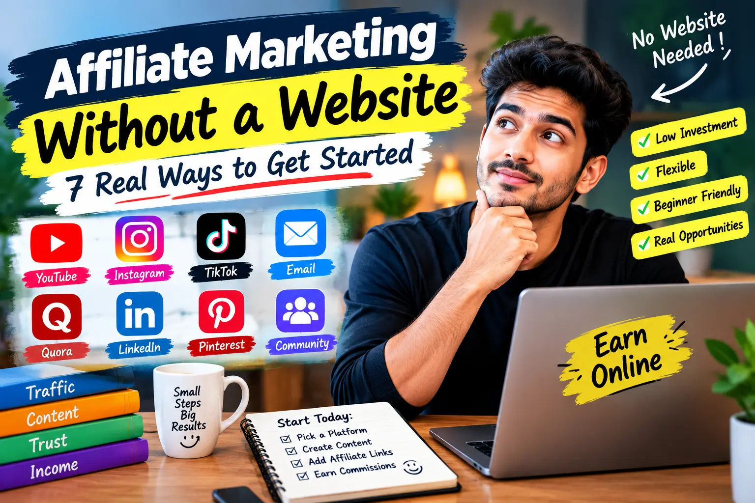 Affiliate marketing without a website using YouTube, Instagram, email marketing, and social media platforms