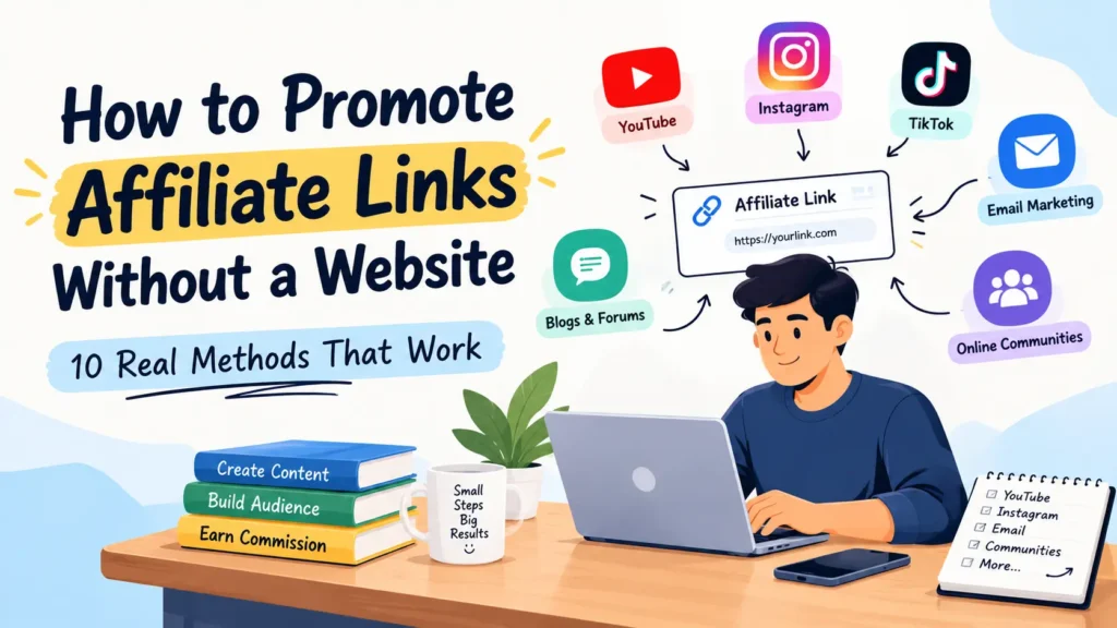 how to promote affiliate links without a website using different traffic sources